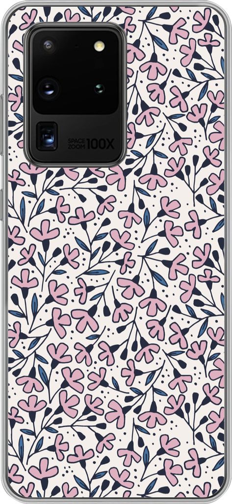 MuchoWow Handyhülle Schutzhülle Hülle für Telefoonhoesje Samsung Galaxy S20 Ultra Mädchen - Blumen - Rosa - Muster - Mädchen - Kinder - Mä...