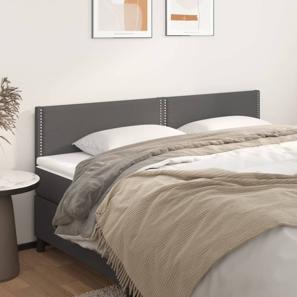 The Living Store Kopfteile 2 Stk. Grau 100x5x78/88 cm Kunstleder