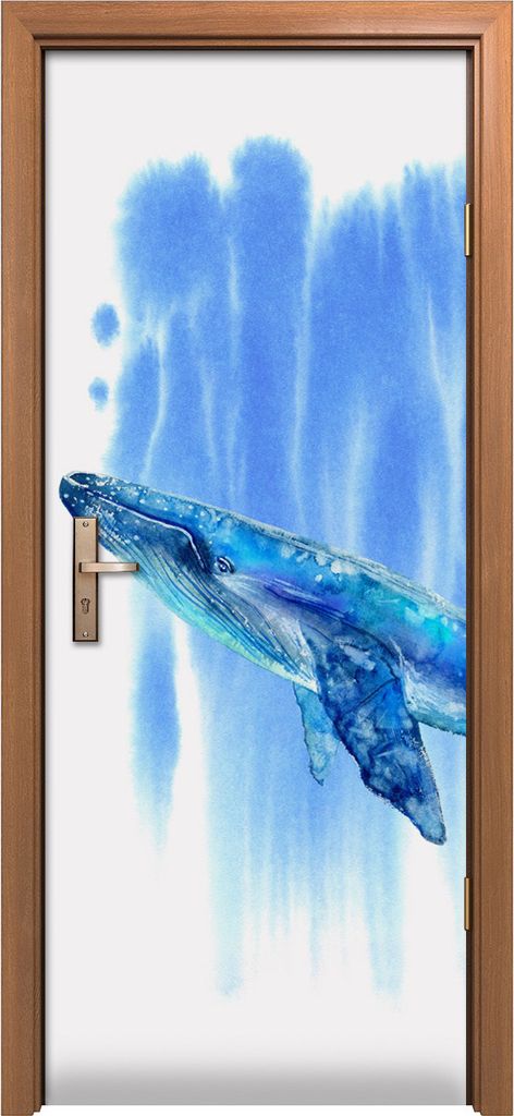 Türposter 80x200 cm Türaufkleber Türtapete Türfolie Klebefolie Kunst Großer Blau Wal und Wasser Meer