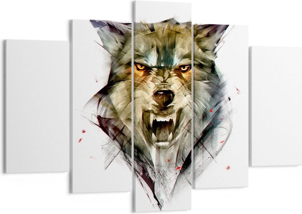 Bild auf Leinwand - Leinwandbild - Wolf Tier Wald - 150x100cm - Wand Bild - Wanddeko - Wandbilder - Leinwanddruck - Bilder - Kunstdruck - Wanddekor...