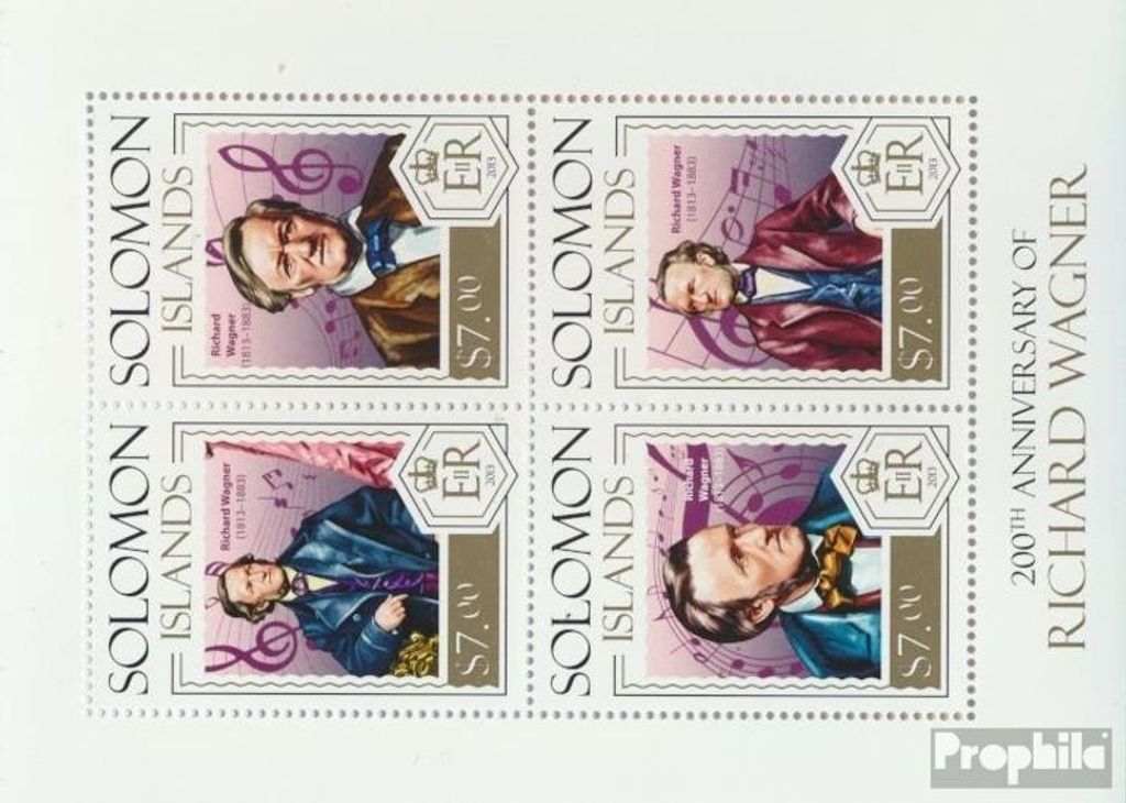 Briefmarken Salomoninseln 2013 Mi 2252-2255 Kleinbogen (kompl. Ausg.) postfrisch Richard Wagner