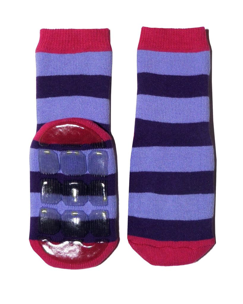 Kinder ABS-Socken aus Baumwolle Große Blockringel Flieder Produktbild 