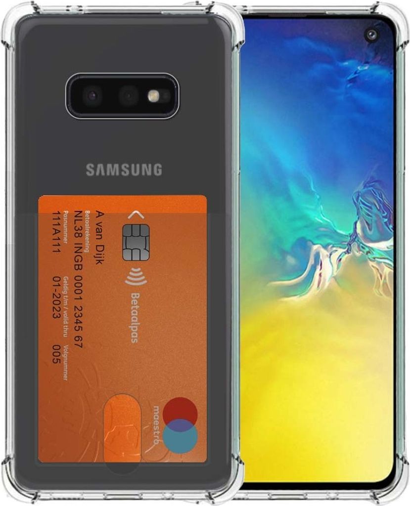 Smartphonica Telefoonhoesje Geschikt voor Samsung Galaxy S10E met Pasjeshouder Doorzichtig Siliconen - Transparant TPU Shockproof Backcover Case ...