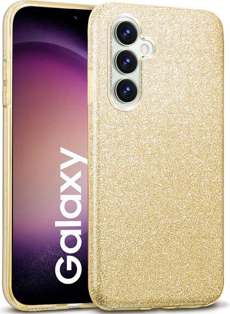 Handy Case für Samsung Galaxy S23 FE Hülle Glitzer Cover TPU Schutzhülle, Gold