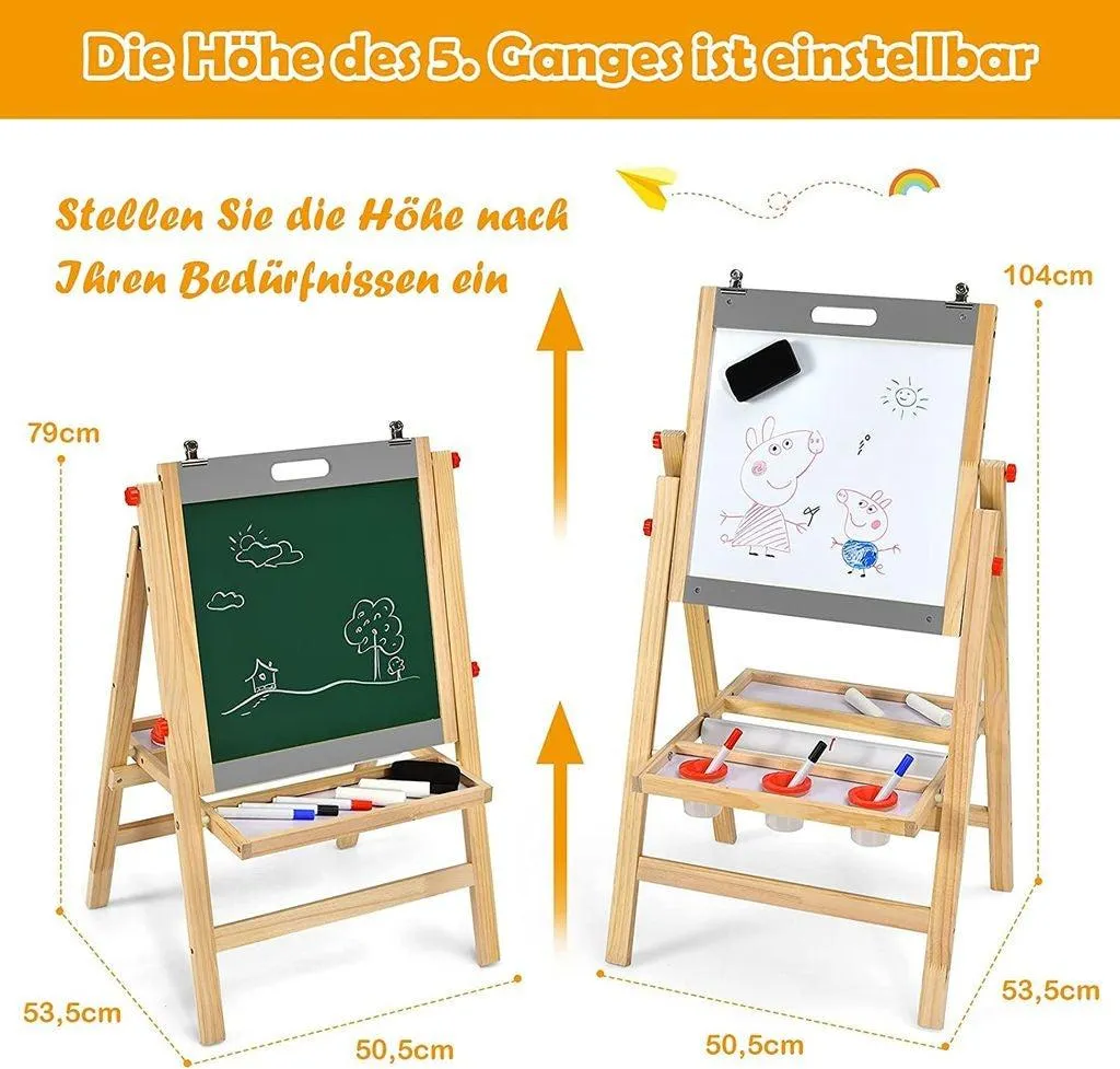 Planche enfant pliable 3 en 1 bois réglable 50,5x53,5x79-104 cm gris