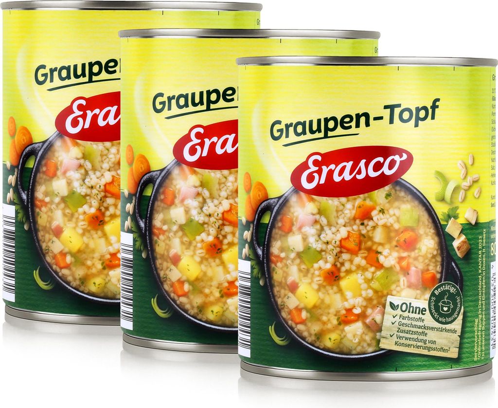 Erasco Graupen-Topf 800g Fertigessen (3er Pack)