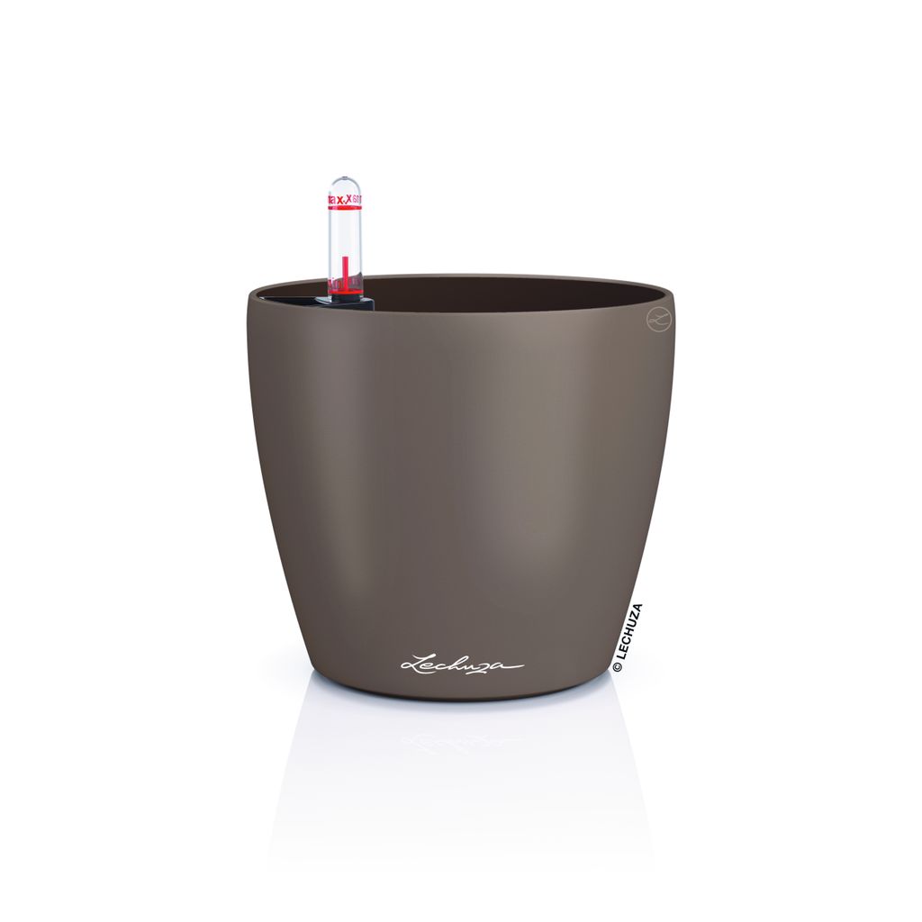 LECHUZA-Tischgefäß CLASSICO Color 14 Muskat | Pflanzgefäß mit Bewässerungssystem und Pflanzeinsatz | matte Oberfläche | Ø 15 x 13,5 cm | 16698