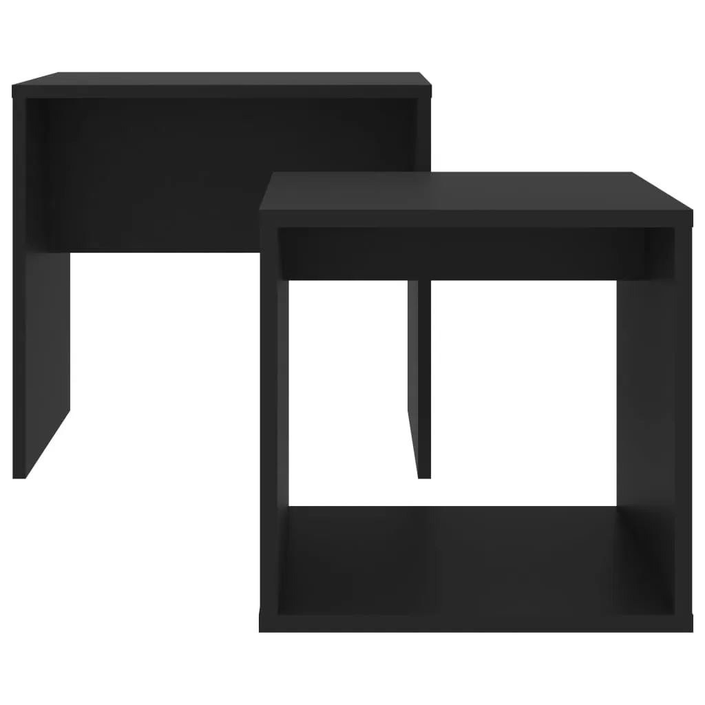 Set de 2 tables basses noires en bois composite robuste et compact - 4