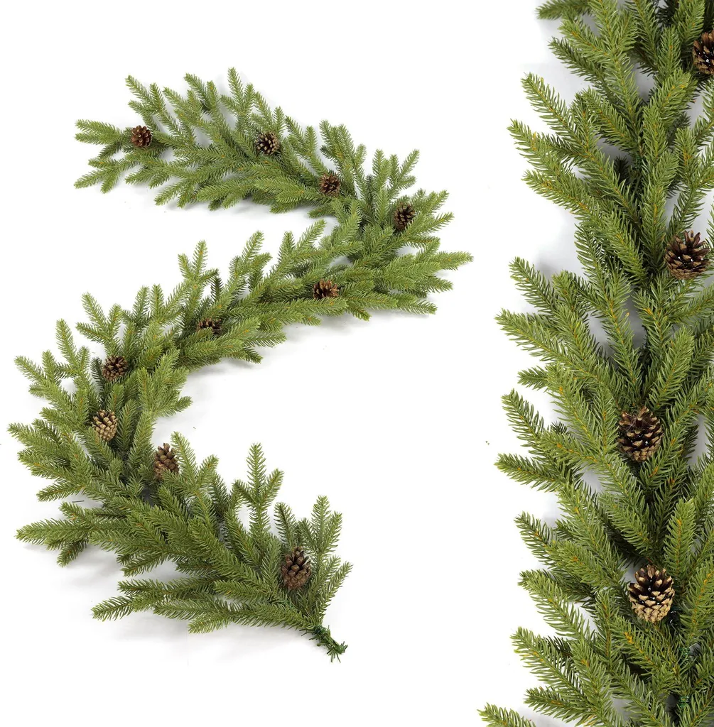 Guirlande de pommes de pin de Noël SONIC déco festive naturelle 180cm