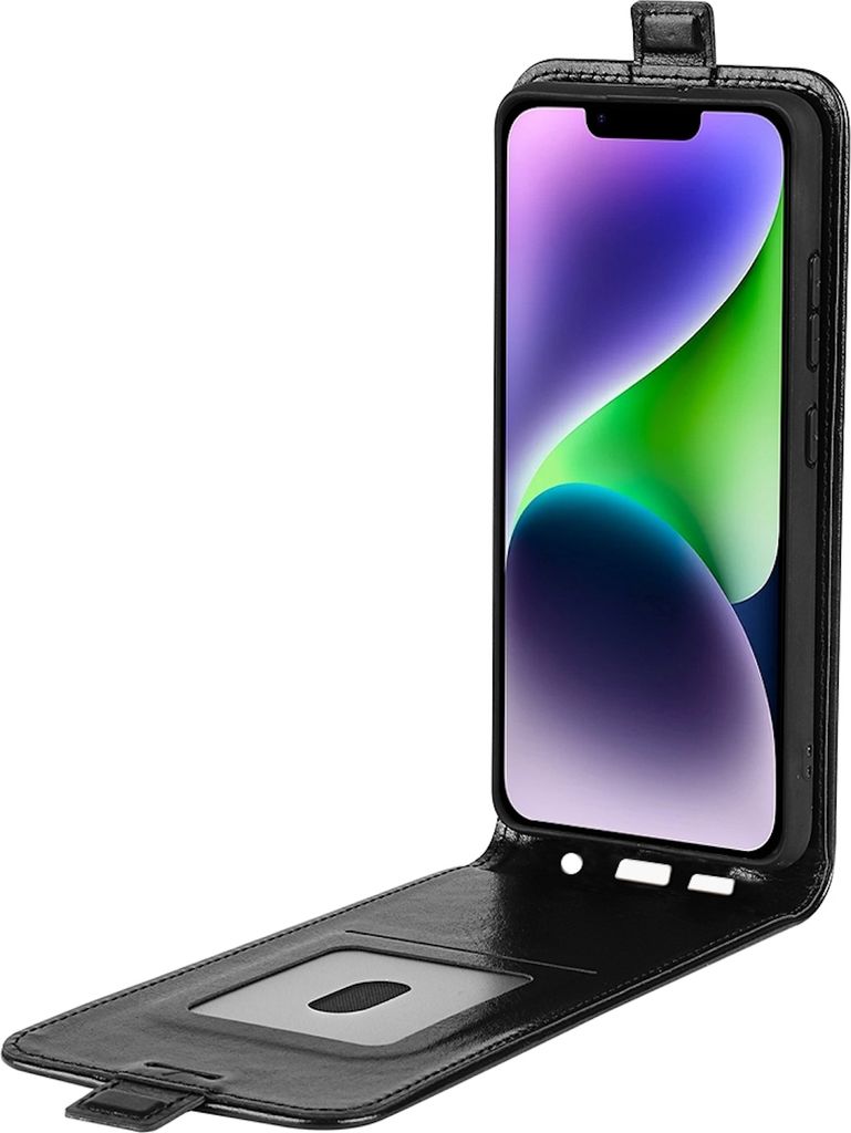 Für Apple iPhone 15 Plus Flip Handy Tasche Schwarz Hülle Cover Etuis Case Kappe Schutz