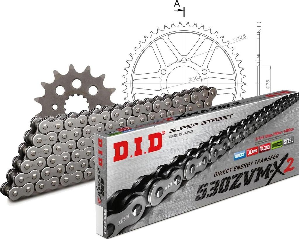 Kettensatz DID Stahl 530ZVM-X / 110 Nietschloss