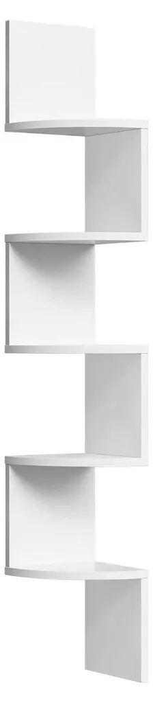 Étagère murale d'angle suspendue 5 niveaux - Bibliothèque bois blanc
