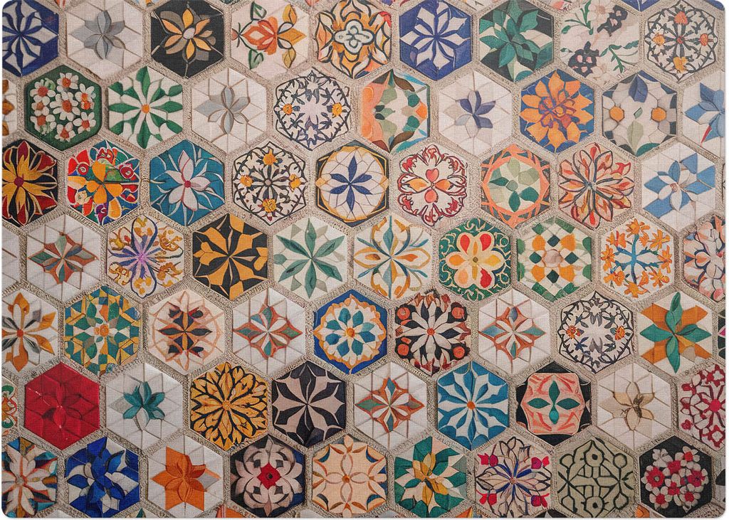 Blumenmosaik – Bodenschutzmatte – Rutschfest – Schutzmatte für Büro – Vinylmatte – Stuhlunterlage – 140 x 100 cm