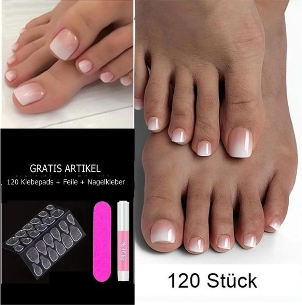 GKA 120 Stück Künstliche Fußnägel Zehennägel K2 kurz rosa Produktbild 