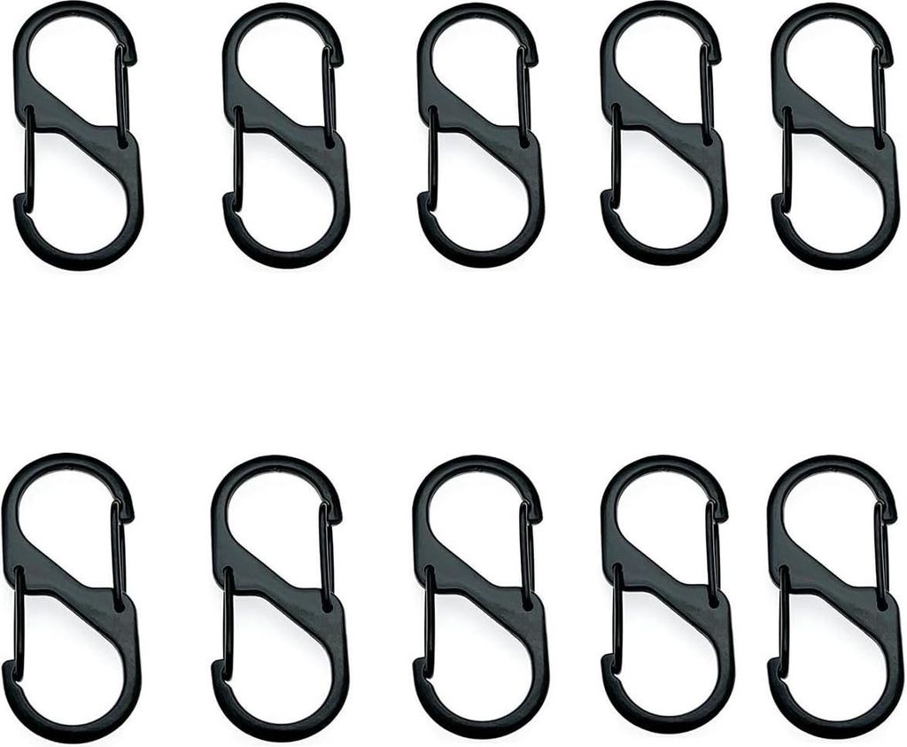 10 Stück S Karabiner Mini Karabinerhaken Metall Doppelkarabiner 8 Förmiger 2 Öffnungen 30mm Karabiner Klein für Outdoor Camping Zuhause Wandern...