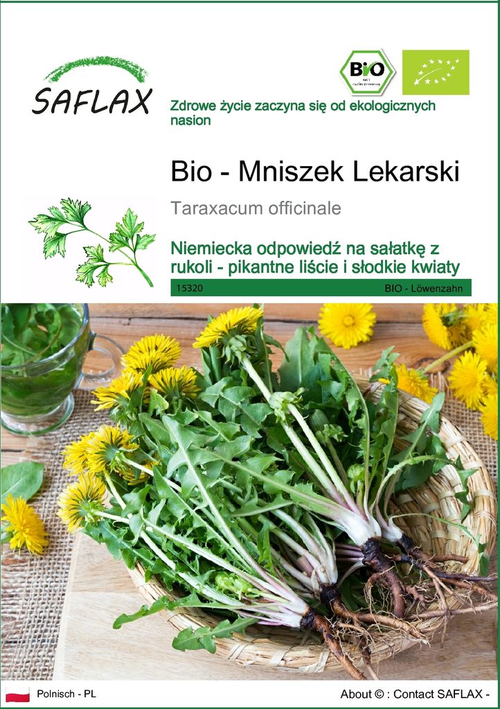 SAFLAX - Bio - Mniszek Lekarski - 400 Nasiona - Taraxacum Zdjęcie produktu 