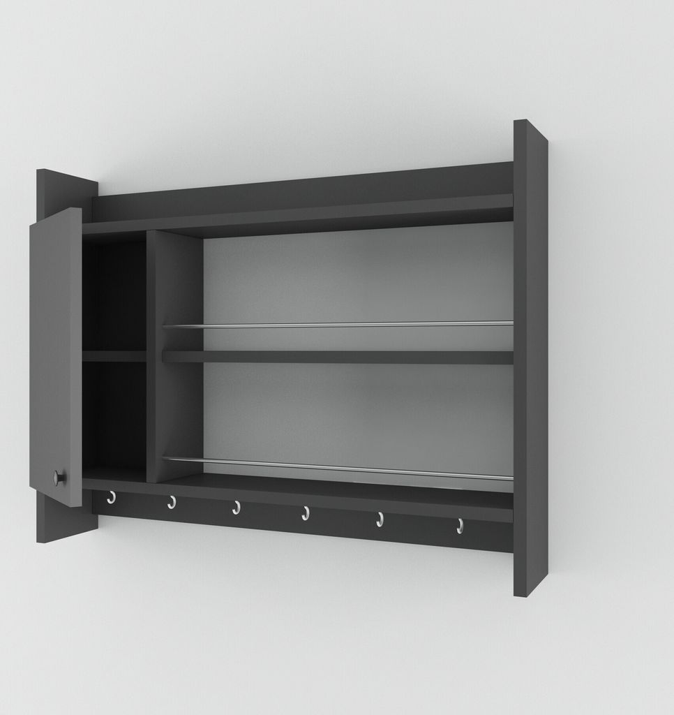 Skye Decor, Knerr - Anthracite, Küchenregale, Anthrazit, Melaminplatte, 85 x 15 x 65 cm