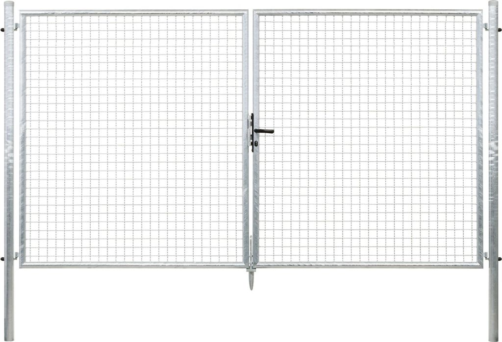Alberts Wellengitter-Doppeltor mit Zubehör, Breite 300 cm, Höhe 175 cm, feuerverzinkt, zum Einbetonieren, Pfostentärke 60 mm