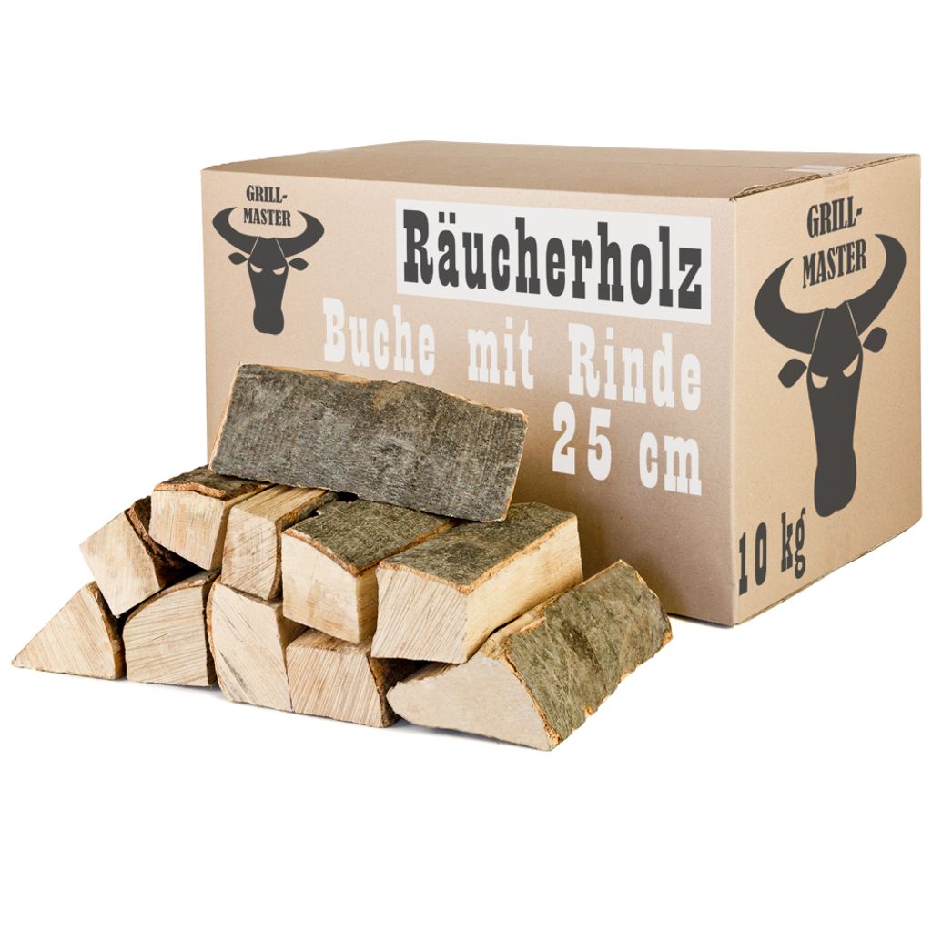 Buche Smoker Holz Räucherholz Brennholz 10 kg Buchenholz kammergetrocknet 25 cm Kaminholz Smoke Feuerholz Grillen Wood BBQ Rauch Raeuchern Smokewo...