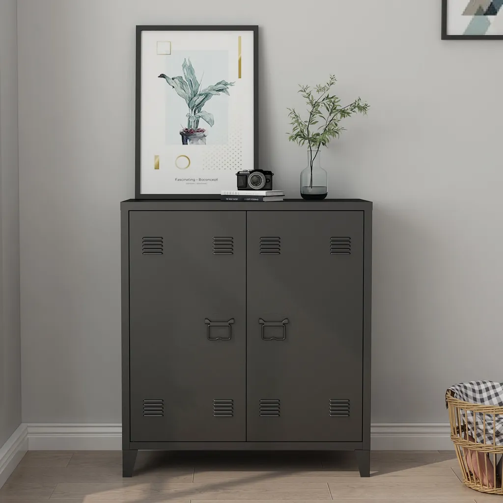 Armoire métallique Oripää noire à 2 portes 90x80x33 cm pour bureau
