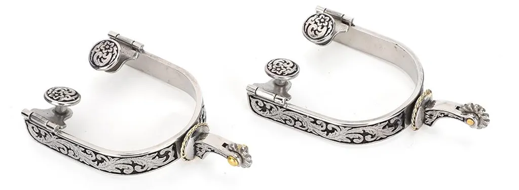 Éperons de Cowboy en Acier Inoxydable avec Motifs Raffinés - Lot de 2