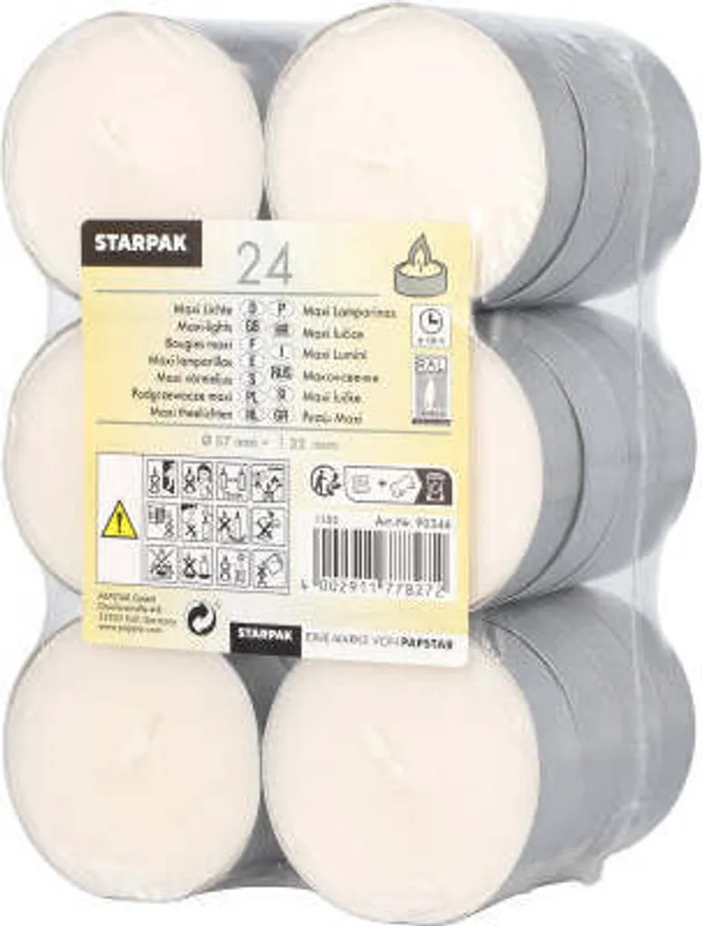 Bougie chauffe-plat 90346 PAPSTAR cire blanche combustion régulière