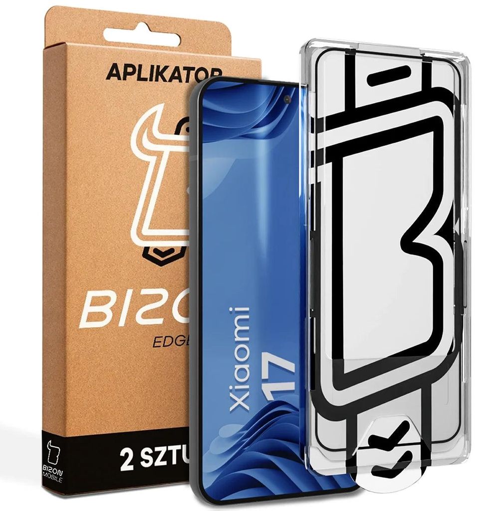Gehärtetes Glas mit Applikationsrahme für Xiaomi 17, Bizon Glass Aplikator Edge, 2 Sets