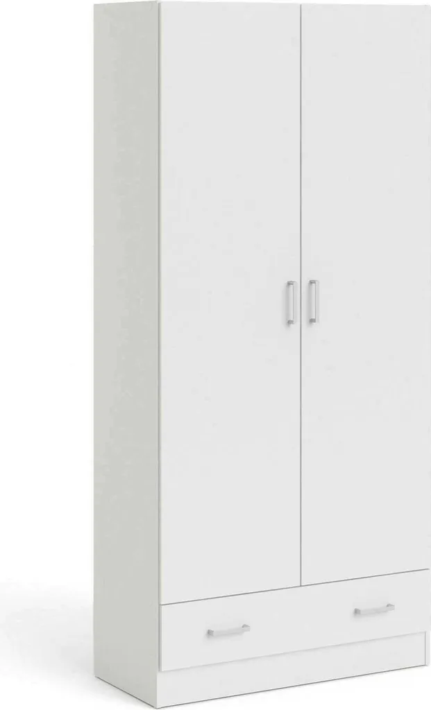 Dmora Armadio Multiuso 2 Ante Amylya 35.7x170.4h cm Bianco, Appendiabiti 2 Ante