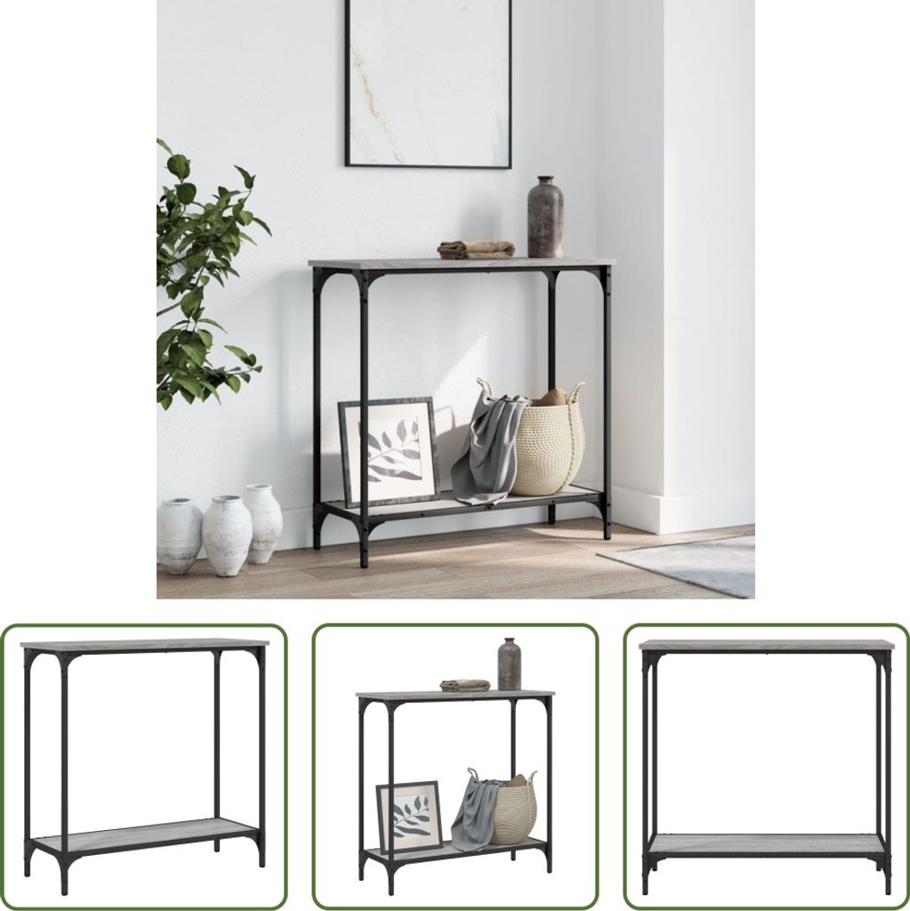 The Living Store Konsolentisch Grau Sonoma 75x30,5x75 cm Holzwerkstoff