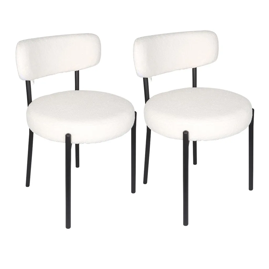 Chaise de salon blanche et moderne rembourrée avec pieds robustes - Lot 2