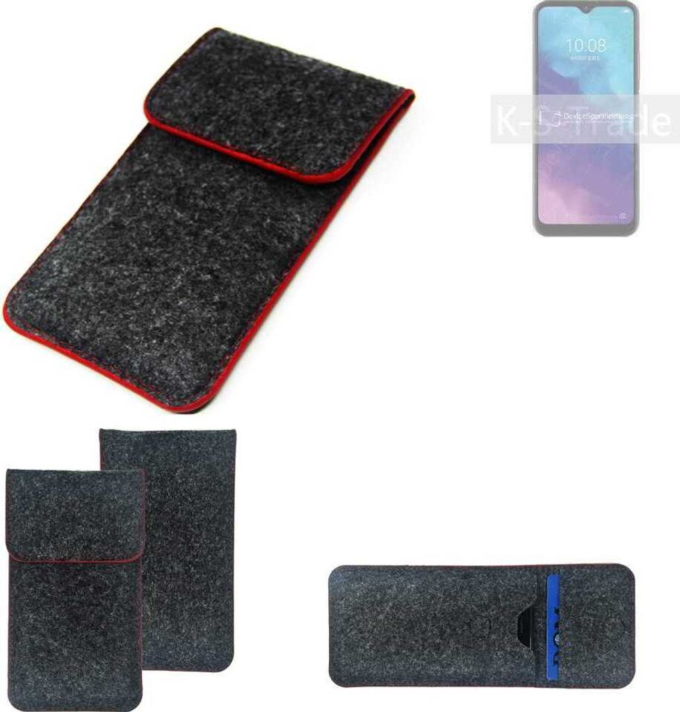 K-S-Trade Handy Schutz Hülle kompatibel mit ZTE Blade V2022 4G Schutzhülle Handyhülle Filztasche Pouch Tasche Case Sleeve Filzhülle dunkelgrau