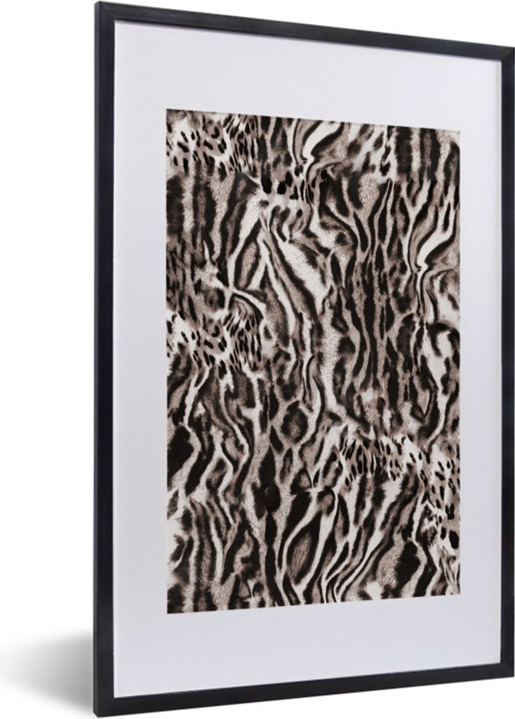 MuchoWow Gerahmtes Poster Pantherdruck - Braun - Formen 40x60 cm - Poster mit Schwarzem Bilderrahmen Wandposter Rahmen Foto Bilder - Poster in Ra...