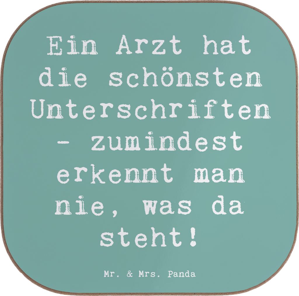 Mr. & Mrs. Panda Untersetzer für Gläser Spruch Arzt Unterschrift - Meeresbrise - Geschenk, kreative Geschenke, Hausarzt, Empfehlungen, Coaster, G...