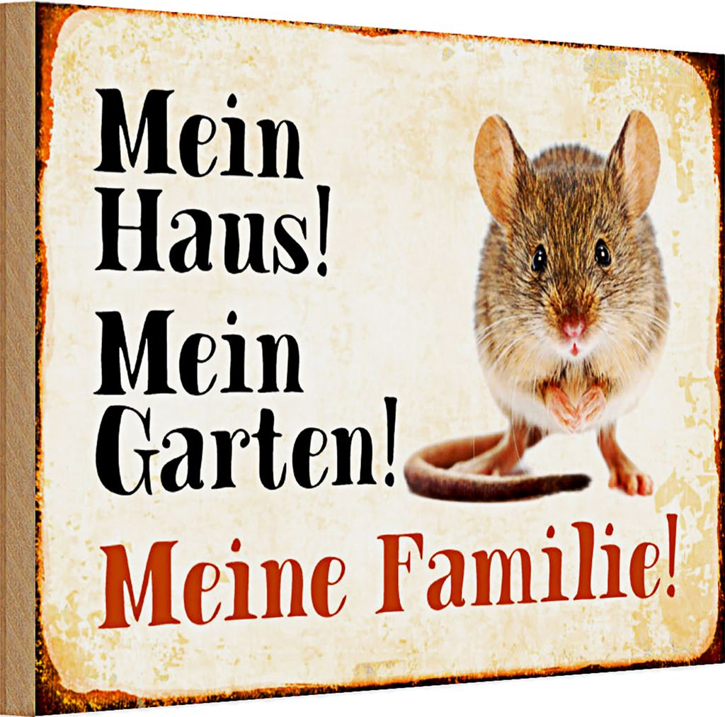 Holzschild Spruch Maus 30x20cm mein Haus Garten meine Produktbild 
