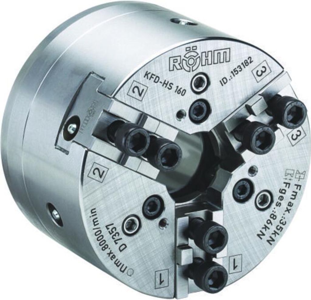 Röhm Kraftspannfutter KFD-HS 250, 3-Backen, Spitzverzahnung 90°, ISO 702-I - KK6 - 143726