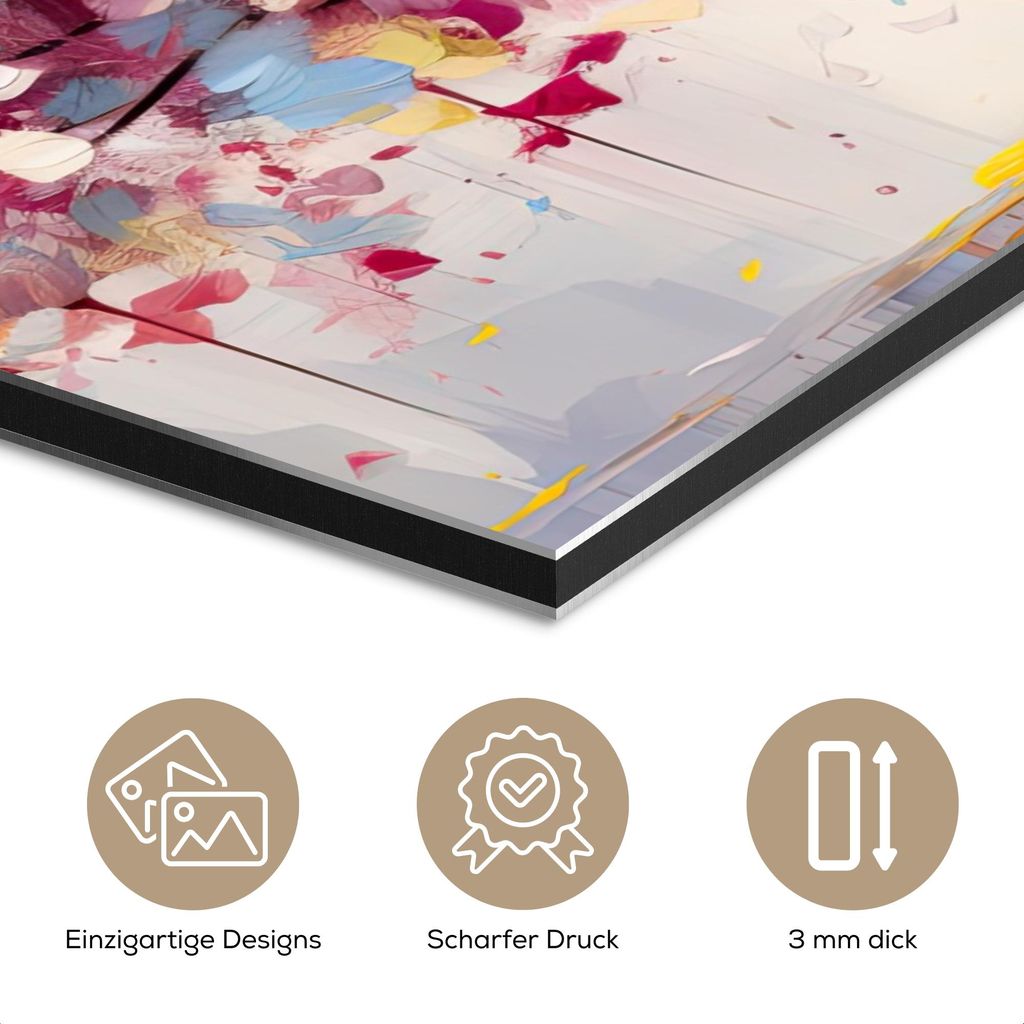 MuchoWow Wanddekoration Metall Metallbild Wandkunst 80x60 cm Aquarell - Baum - Kunst - Abstrakt MuchoWow Aluminium Gemälde - Alubild