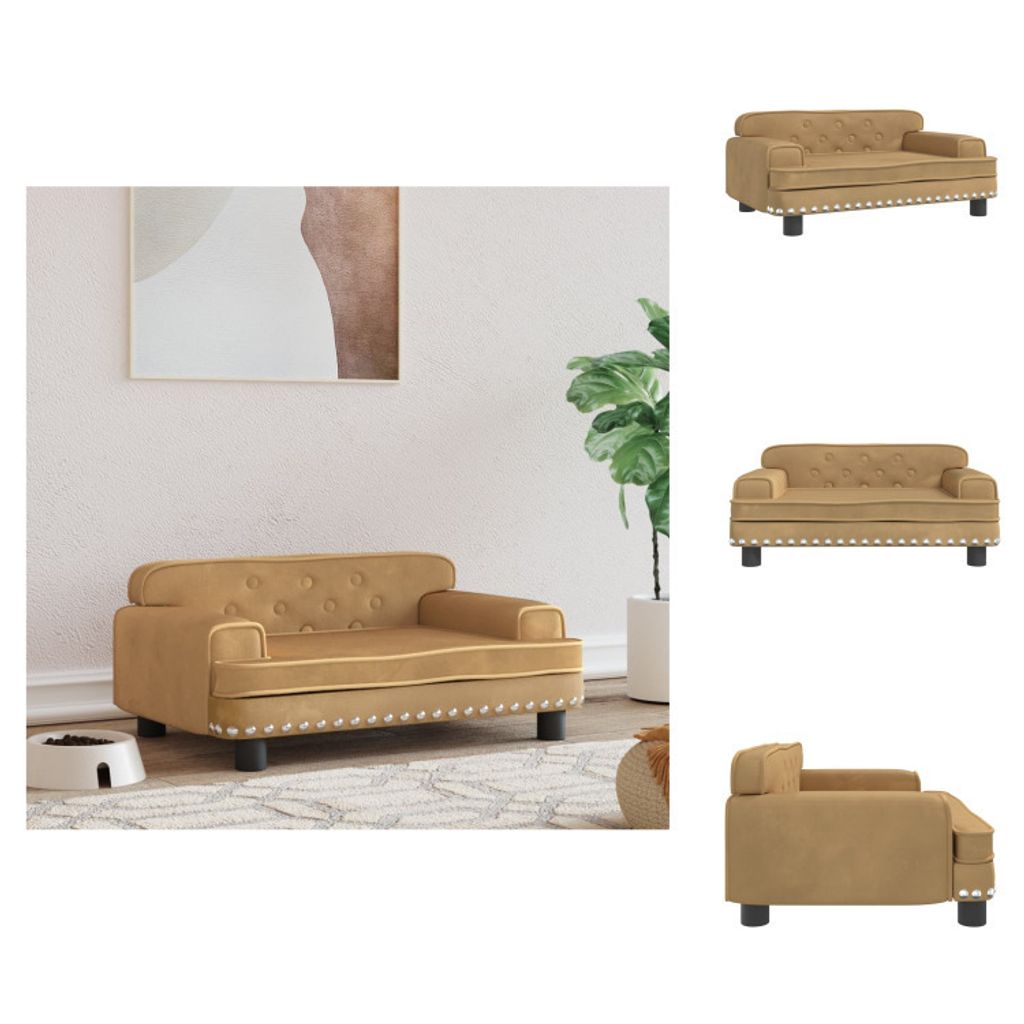 vidaXL Hundebett Braun 70x45x30 cm Samt - Hundebetten