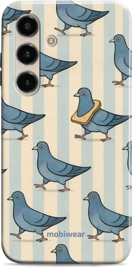 Handyhülle für Galaxy S24, Mobiwear Elite Pro, Blaue Tauben
