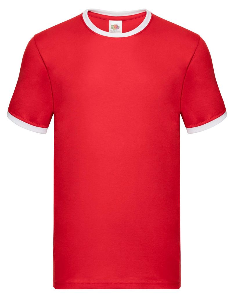Fruit of the Loom - "Ringer 160" T-Shirt für Herren LT1992 (L) (Rot/Weiß)