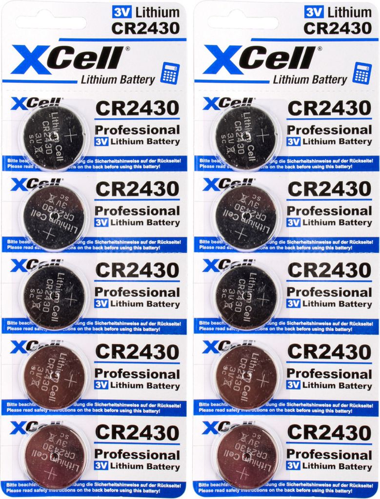 10x CR2430 Lithium-Knopfzelle 3V / 290mAh (2x 5er Pack)