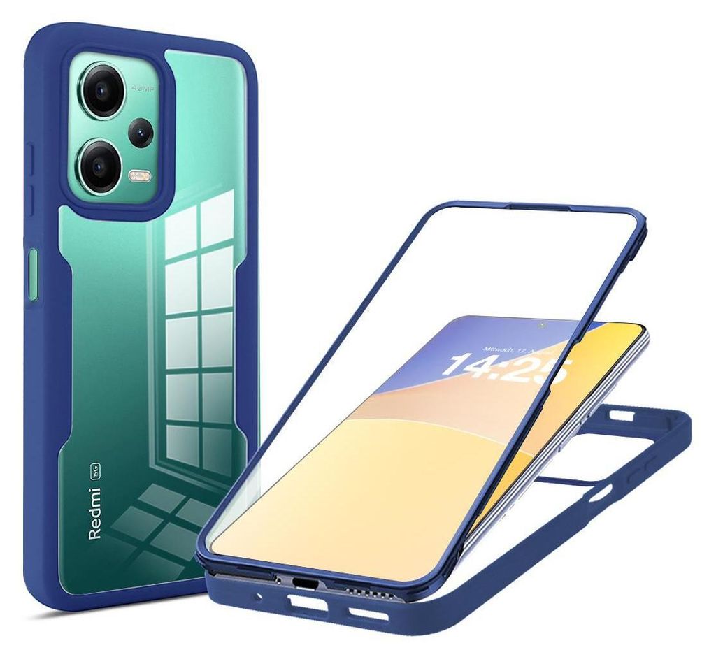 360 Grad Handyhülle für Xiaomi Redmi Note 12 5G Full Cover Rundum Schutz Farbe: Blau