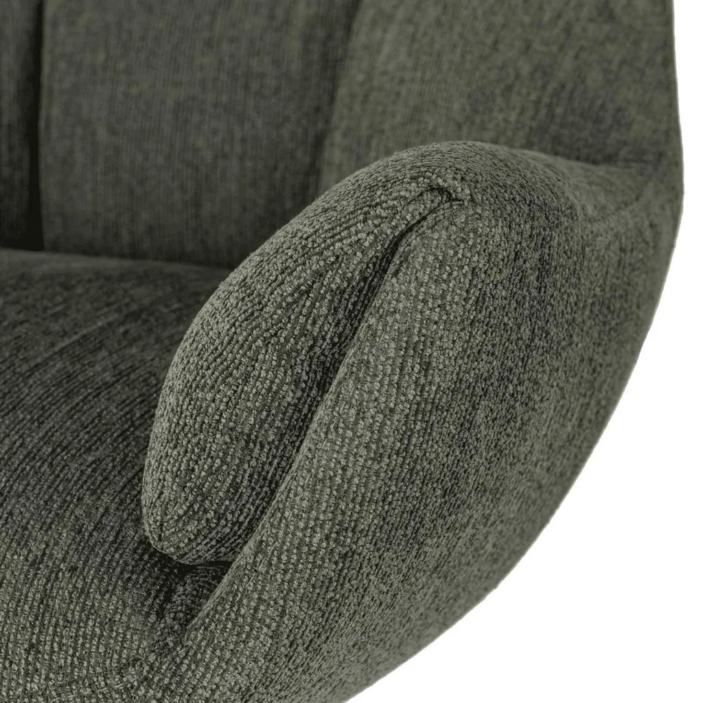 Fauteuil Design Matelassé Gris et Métal Noir ODETTE CALICOSY - H89 cm - 8