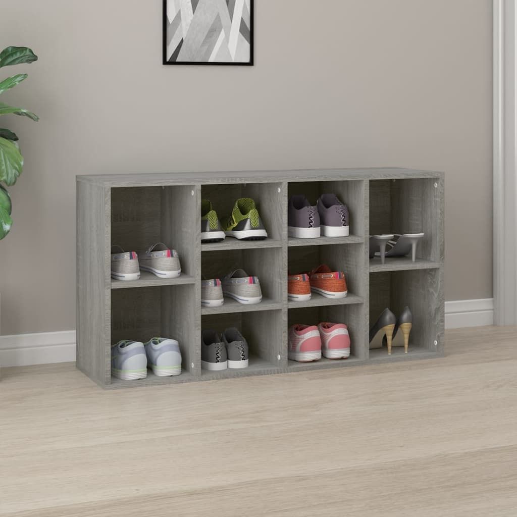 The Living Store Schuhbank Grau Sonoma 103x30x54,5 cm Holzwerkstoff