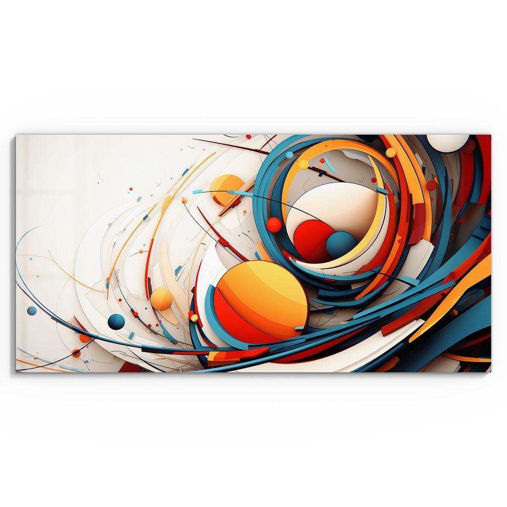 DEQOART Glasbild Echtglas 60x30 cm 'Farbchaos in Bewegung' Wandbild Bild modern Deko