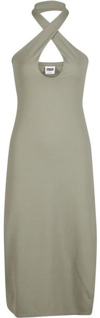 Urban Classics Mittellanges Kleid Damen Ladies Crossed Neckholder Dress oliv M