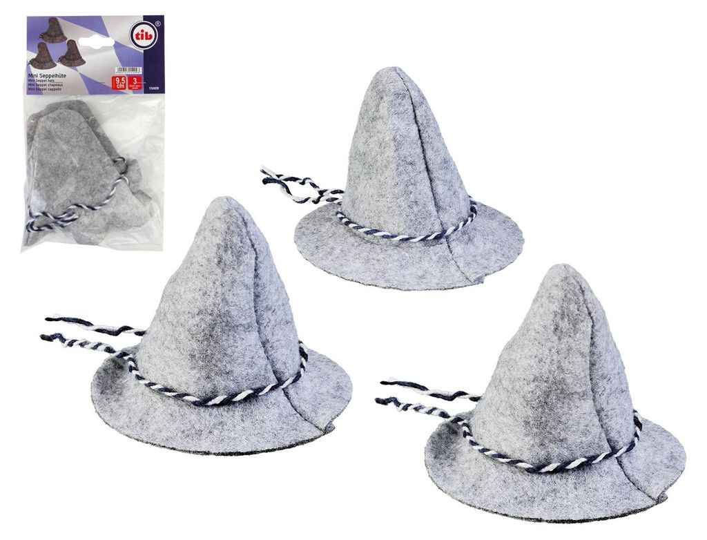 3 Wiesngaudi Mini Seppelhüte 9,5cm