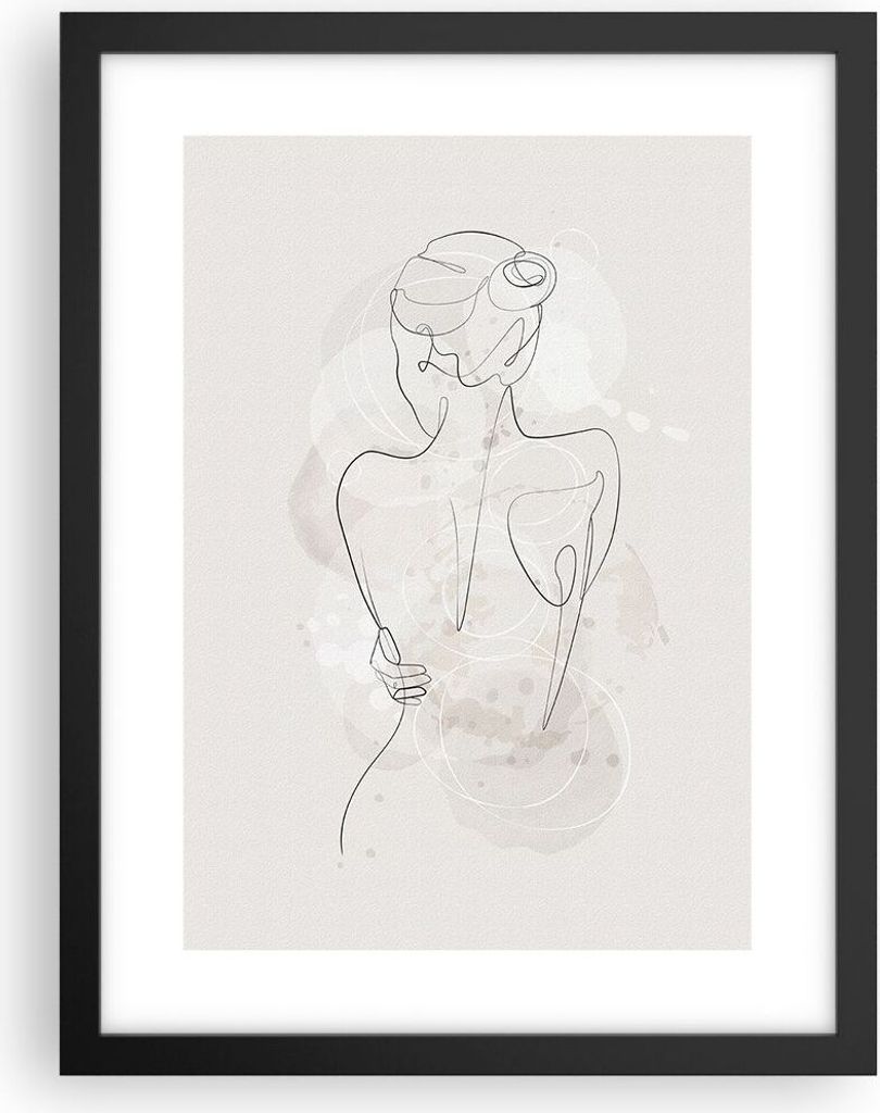Gerahmtes Poster - Schwarzer Rahmen - Frau Rücken Rücken - 30x40 cm - Wand Bild - Wanddeko - Wandbilder - Kunstposter - Wandposter - Bilderrahmen...
