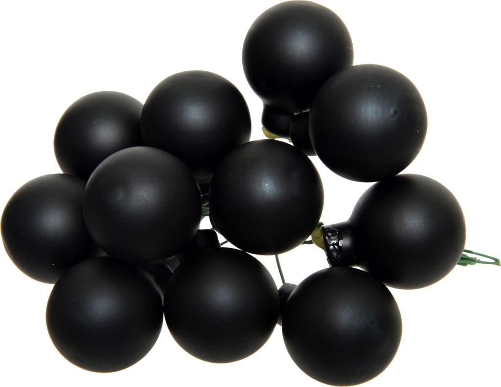 Weihnachtskugeln am Draht 2cm Glas 144 Stück - Schwarz matt Produktbild 