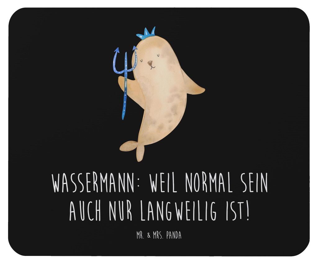 Mr. & Mrs. Panda Mauspad Wassermann Unikat - Schwarz - Geschenk, Lebensfreude, Unterschiedlichkeit, Exzentrizität, Mouse Pad, Kreativität, Gesche...