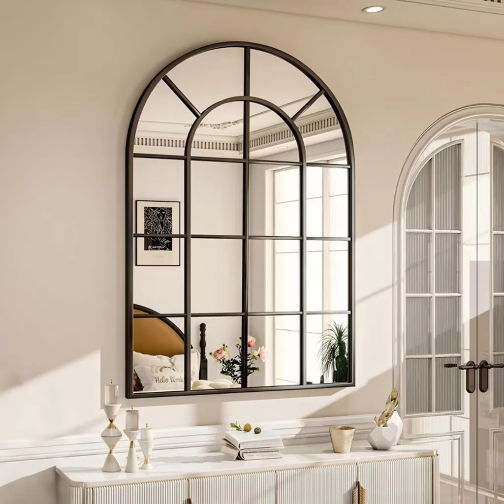 Specchio Parete Arco Nero Alluminio | Specchiera Moderna Bagno 50x80 - 2